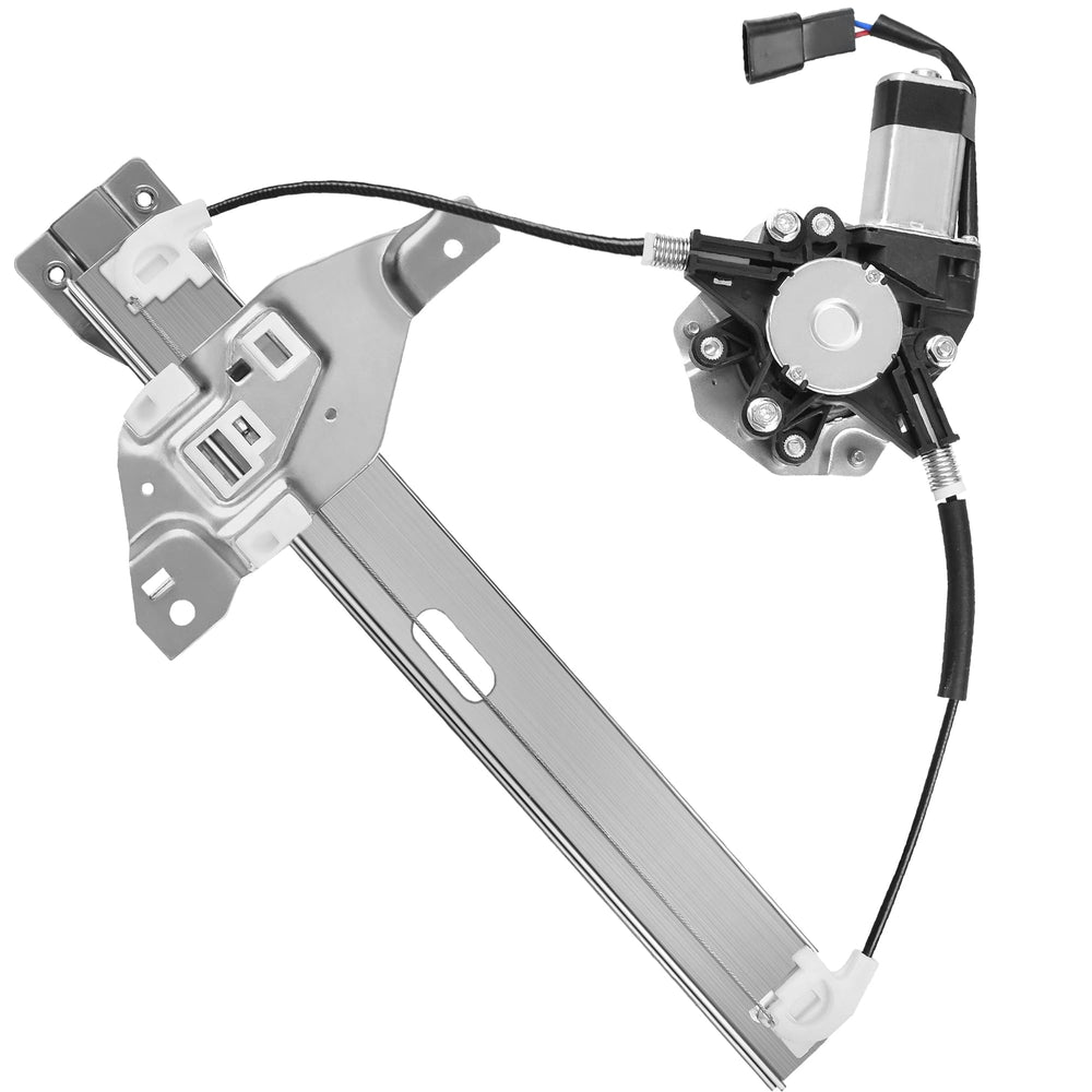 XIMAKA front view of rear driver-side regulator showing complete assembly and fit benefit