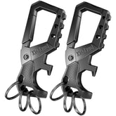 Xindawd front view of black carabiner keychain showing compact design and secure clip