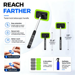 XINDELL 180° swivel head angled to clean tight windshield corners