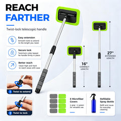XINDELL extendable handle locked at length for comfortable reach and reduced strain