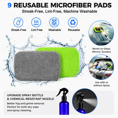 XINDELL nine reusable microfiber bonnets fanned out for fast, lint-free cleaning