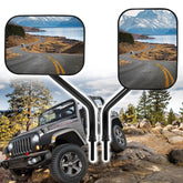 Xislet front view mounted on Jeep hinge showing clear rear visibility benefit