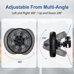 XOOL clip car fan close-up grill highlighting quiet airflow advantage