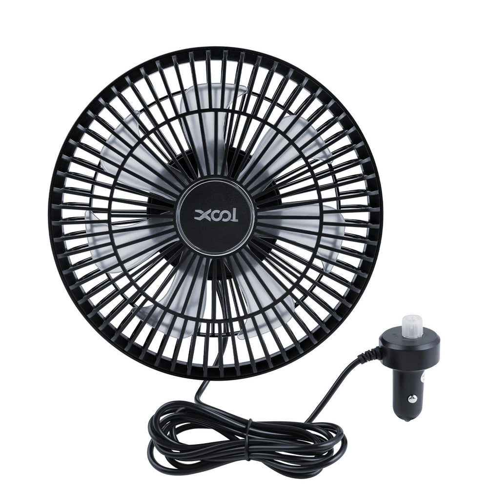 XOOL clip car fan front view showing cool airflow benefit