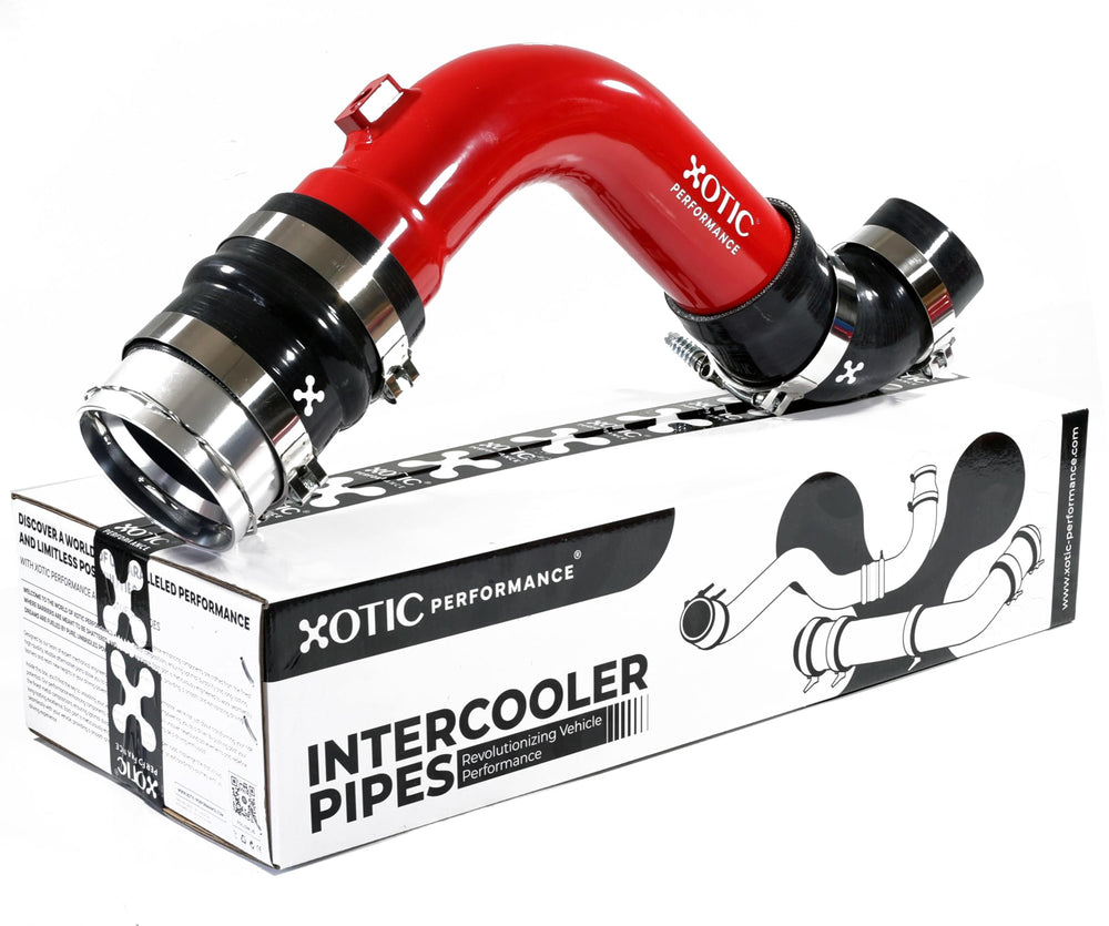 Xotic Performance front pipe showing full 3-inch aluminum body and fitment benefits