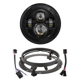 XPCTD front view of 7-inch LED headlight showing clean beam and durable housing benefit improved visibility