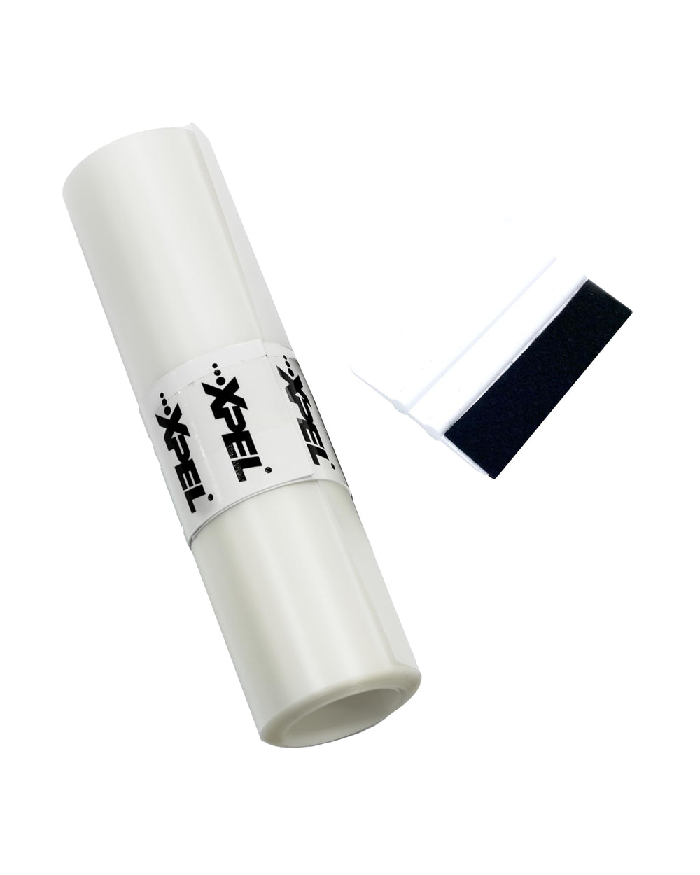 XPEL roll front view showing clear protective film and packaging benefit of easy coverage