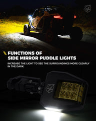 Xprite mirror with amber LED on cutting through dust for clearer trail sight