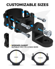 Xprite mount installed on a roll bar demonstrating secure fit and grip