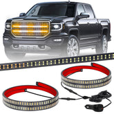XRIDONSEN front view of 30 inch amber and white LED strip showing full length and shape, increases visibility