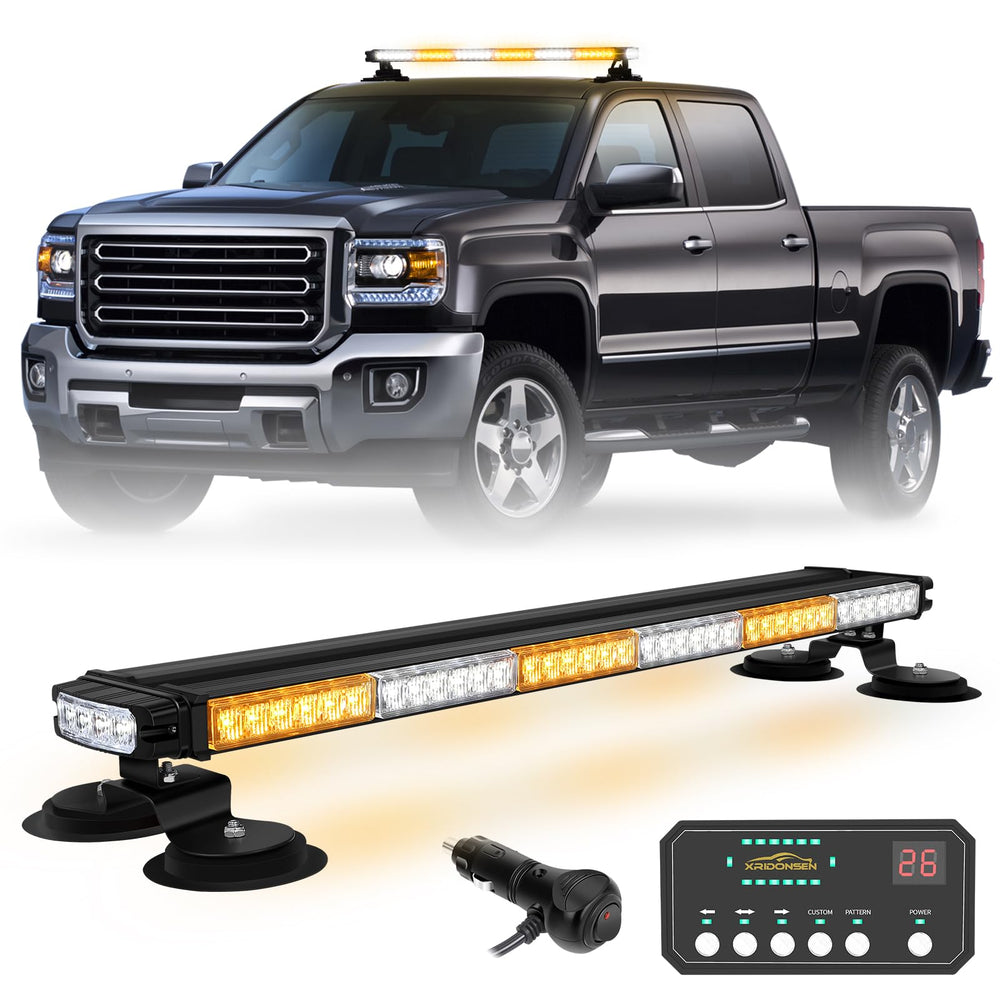 XRIDONSEN front view showing amber white LEDs for enhanced roadway visibility