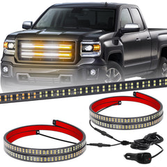 XRIDONSEN front view of 24-inch grill strobe showing amber white LEDs and visibility benefit