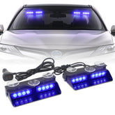 XRIDONSEN front view of dual strobe bar showing bright LEDs and compact design for visibility