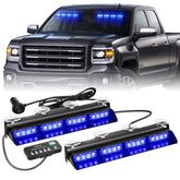 XRIDONSEN front view of dual 14 inch strobe bars showing strong warning lights