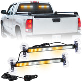 XRIDONSEN front view strobe light bar showing twin amber and white LEDs for high visibility