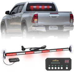 XRIDONSEN front view of 35-inch strobe light bar showing full-length visibility