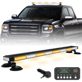 XRIDONSEN front view of 37-inch strobe bar showing amber white LEDs and even beam