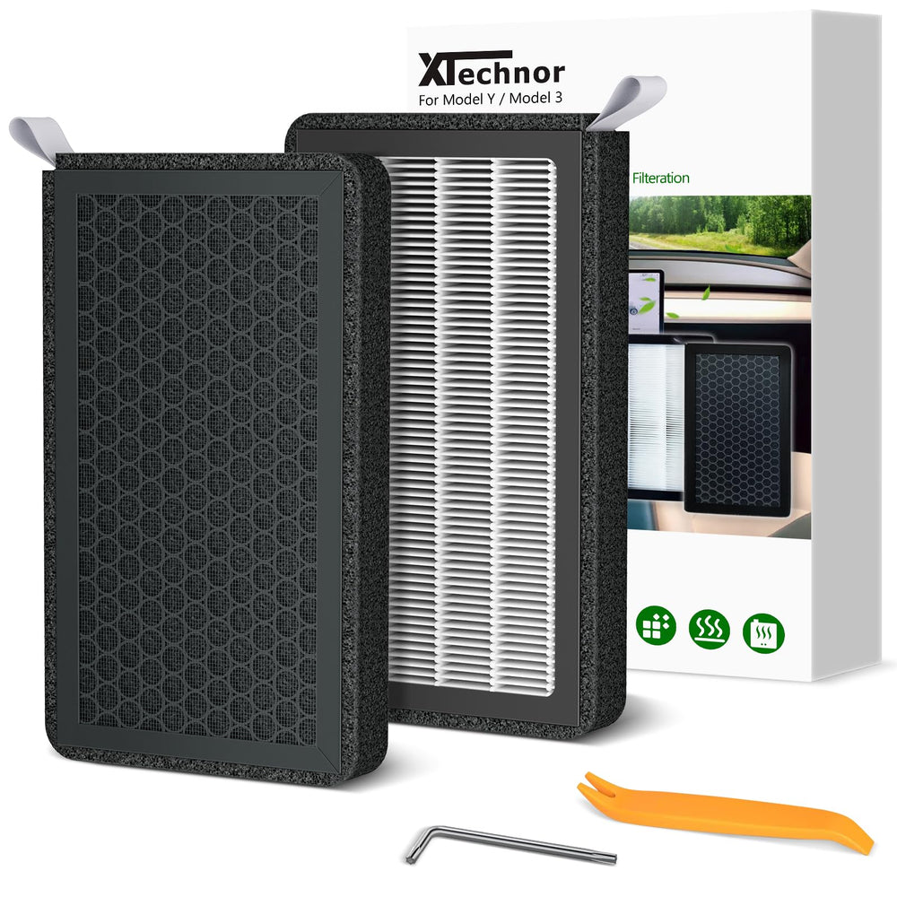 XTechnor front packaging showing 2-pack for Model 3 Model Y with easy-install benefit