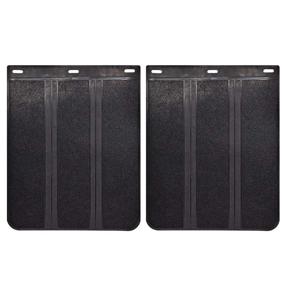 XUKEY front view of mud flaps showing dimensions and durable finish benefit protection