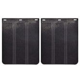 XUKEY front view of mud flaps showing dimensions and durable finish benefit protection