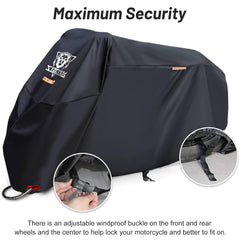 XYZCTEM cover in use outdoors protecting bike from rain and debris