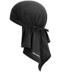 YANIKY front view black do-rag showing clean silhouette and breathable fit for comfort