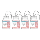 Yankee Candle Pink Sands front pack showing four hanging fresheners and benefits