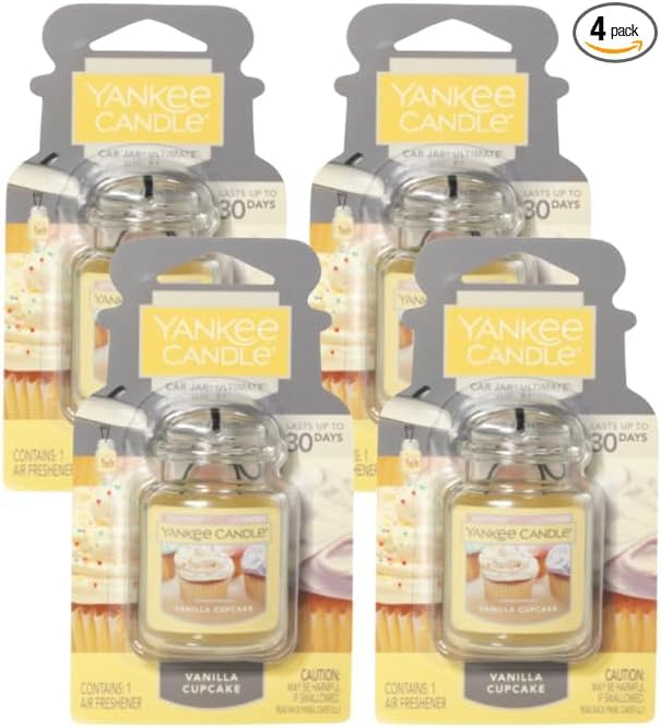 Yankee Candle Vanilla Cupcake front packaging showing label and hanging loop for easy installation benefit