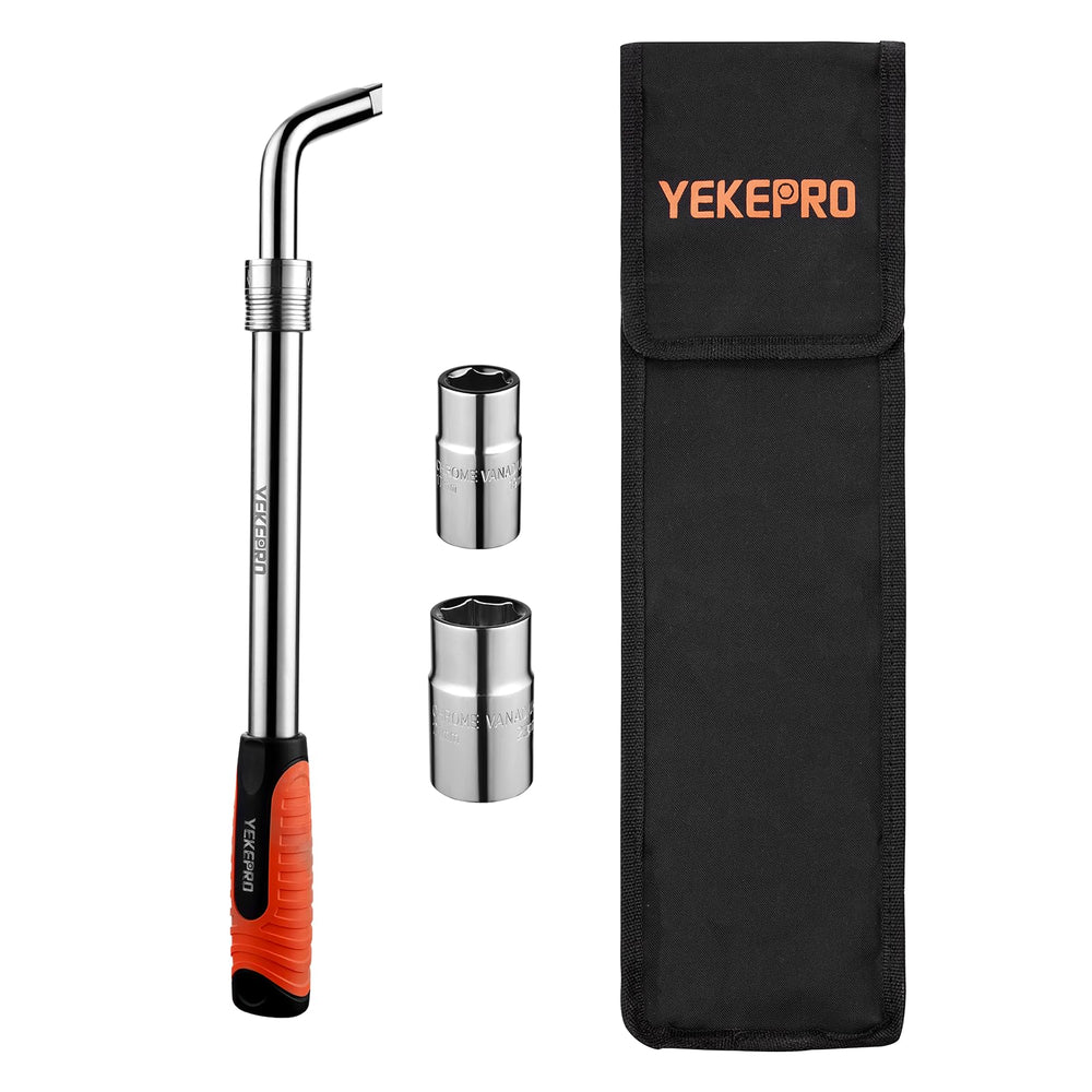 YEKEPRO front view showing wrench and pouch for convenient trunk storage