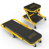 YELLOW JACKET front view of creeper seat showing full platform and cushion for comfortable work