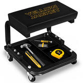 YELLOW JACKET front view of rolling mechanics seat showing sturdy build and compact size