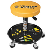 YELLOW JACKET front view of rolling mechanic stool showing seat and frame for comfortable repairs