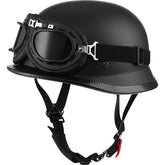 Yesmotor front view matte black helmet showing classic retro look and confidence