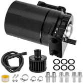 YEYETUO front view of 300ml catch can showing compact design and mounting bracket benefit
