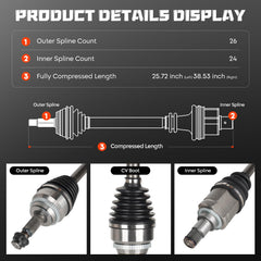 Yeywo left axle compressed length measurement for correct fitment