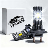 YFDXDS H7 front view of bulb pair showing plug-and-play fitment and bright finish