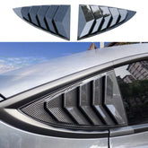 yhcdsea louver installed on Tesla Model 3 rear side window showing sporty profile and visual upgrade
