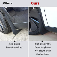 Yieokei mud flap installed on Model Y front wheel protecting lower body