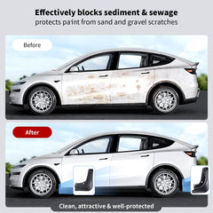 Yieokei rear wheel mud flap fitted to Model Y Juniper blocking gravel splash