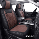 YIERTAI front seats overview showing brown faux leather and neat fit