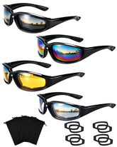 YISUGOOC front view showing all four lens colors and storage bags for versatile protection