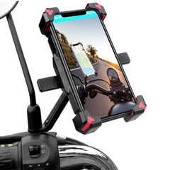 YIUJEFDA front-mounted phone holder showing secure attachment and clear view