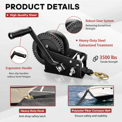 YIYITOOLS closeup of polyester strap and safety hook for secure towing