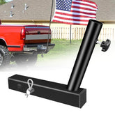 YIYITOOLS front view of hitch flag holder showing sturdy construction and easy install