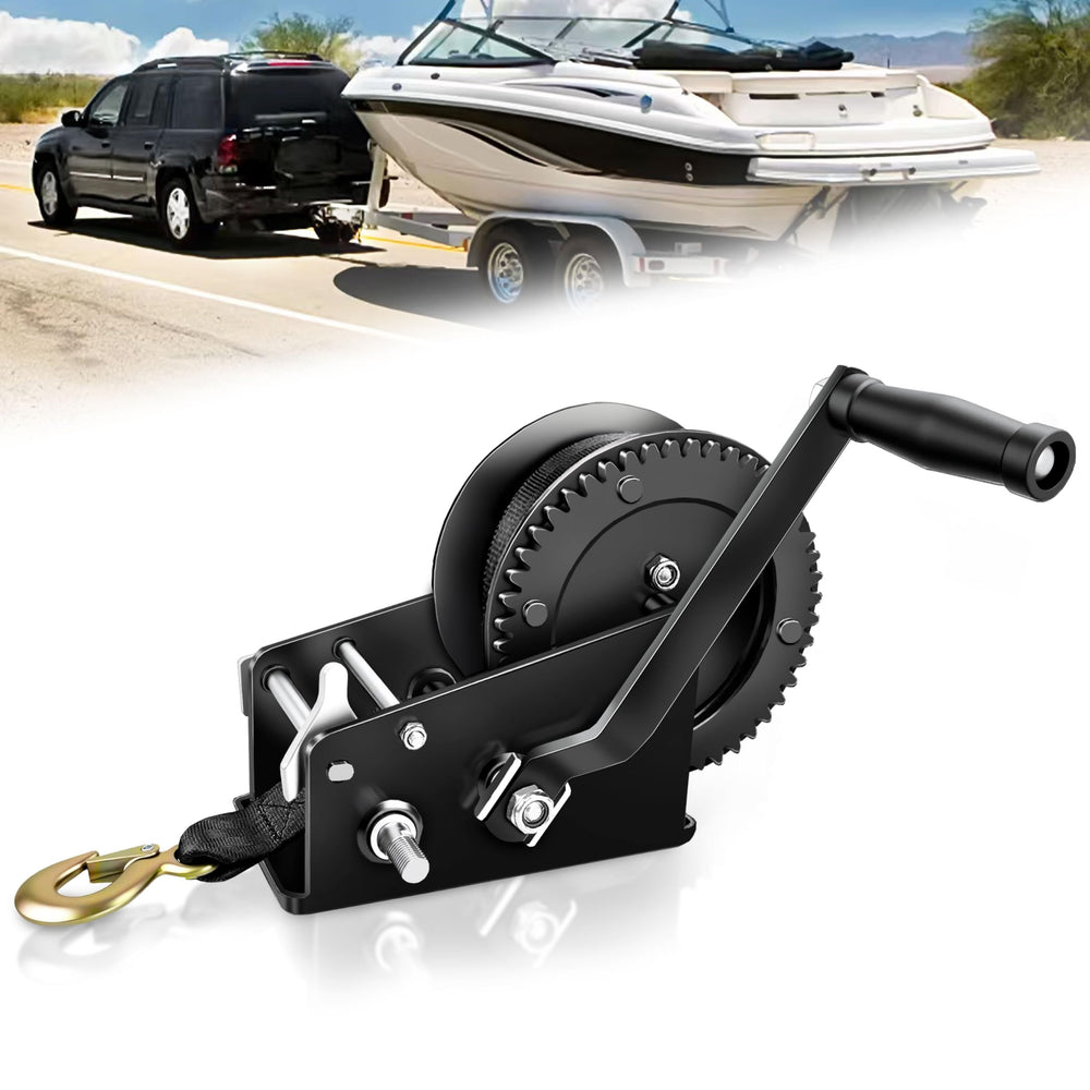 YIYITOOLS front view of winch showing robust construction and easy mounting