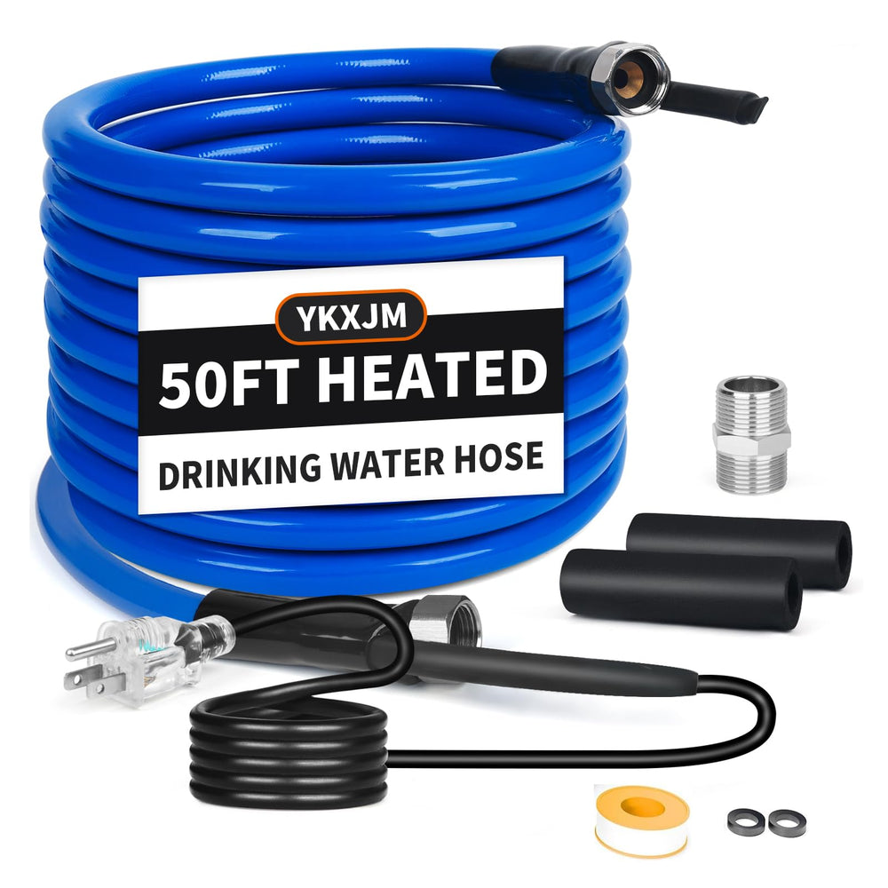 YKXJM 50FT heated hose front view showing full length and connector benefits