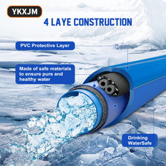 YKXJM heated hose five-layer cutaway detail showing reinforced, freeze-protecting design