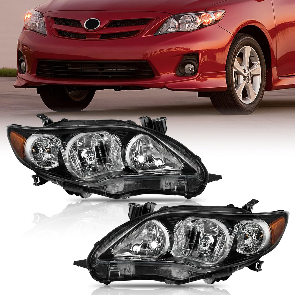 YLT AUTO front view headlight assembly showing sleek black finish and improved aesthetics