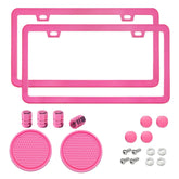 Yogrvner front view pink license plate frame showcasing vibrant finish and fit