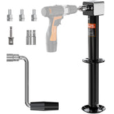 YOMILINK front-mounted jack on trailer showing stable support and easy hitching